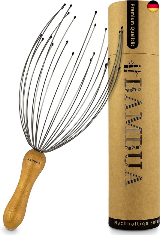 BAMBUA - Kopfmassage Spinne Mit 24 Fingern mit Bambusgriff